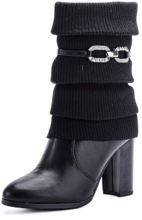 Pogolino Bottines pour Femmes avec Talon Élégant, Glitzer, Boucle, Bottes Automne Hiver à Talons Hauts, 37 EU