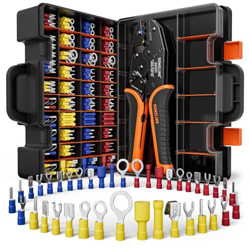 SOMELINE Kit de bornes à sertir, 39 types, 0,34-6 mm² pinces à sertir pour câbles, bornes électriques isolées, pinces à sertir les bornes, outils de sertissage