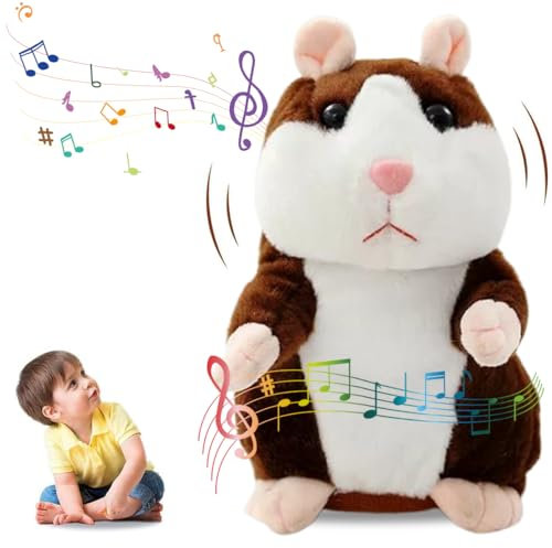 Funmo Hablando Hámster Juguete Repetido, Peluche Talking Electrónico, Record Interactivo para Bebé Niños Niños Aprendizaje Temprano, Regalo de Cumpleaños 16 cm Juguetes de Peluche Interactivos