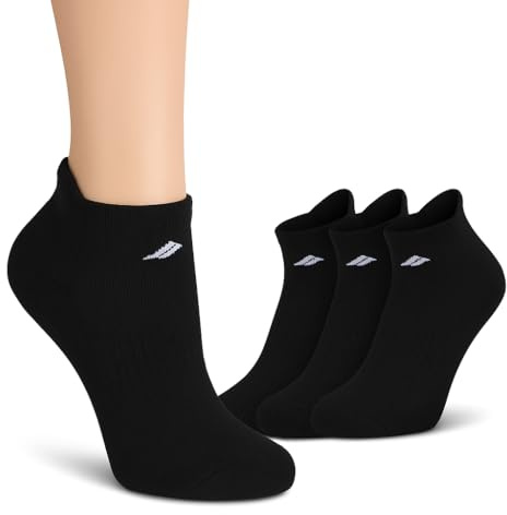 lurensa Pack de 3 Calcetines Deportivos Tobilleros Unisex – Transpirables, Antiampollas, de Algodón con Compresión Suave para Correr, Gimnasio, Running, Ciclismo y Uso Diario (Algodón, negro 35-40)