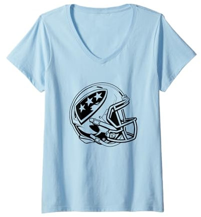 Damen American Football Helm Outdoor Sport T-Shirt mit V-Ausschnitt