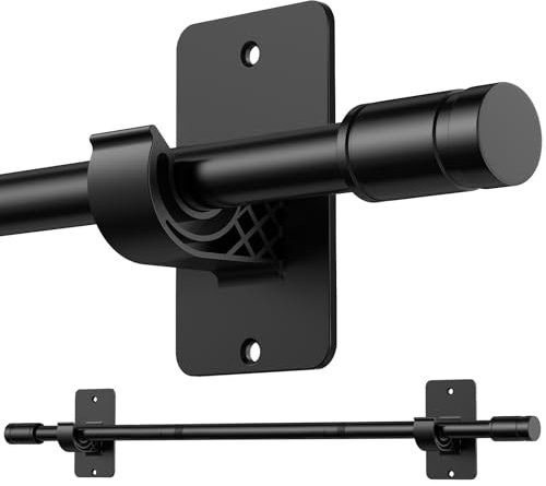 PeSenp Gardinenstange ohne Bohren,76-120 cm Vorhangstange ohne Bohren,Gardinenstange Schwarz Ausziehbar 16 mm Curtain Rod zum Kleben, Schwarz Matt