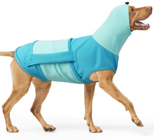 Abrigo Calmante para Perros, Chaleco Anti-Ansiedad para Perros con Capucha Calmante Chaqueta Perro Alivio Ansiedad para Tormentas Fuegos Artificiales Viajes Y Separación(Azul, XL)