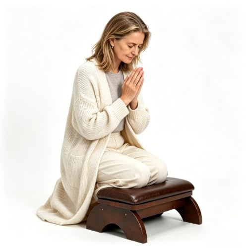 veonly Kneelers for Praying, Prayer Bench with Thick Prayer Kneeling Pad for Kneeling at Home,2 in 1 Kneeling Stool, Prayer Kneeler