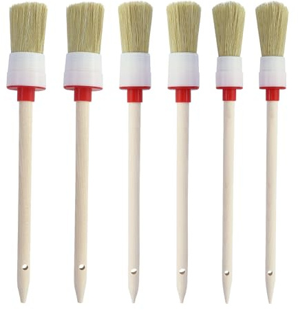 Set med 6 professionella naturliga träborstar 20 mm/25 mm/30 mm - för målning av väggar och möbler - för hemmabruk