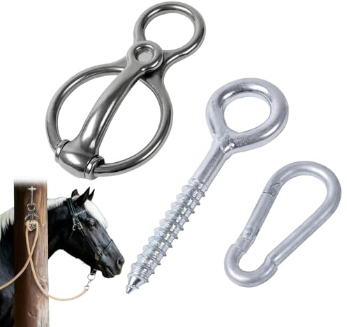 Anneaux de Fixation pour Chevaux,Harnachement En Acier Inoxydable Avec Pitons à Œil - Rênes Magnétiques avec Anneau d'Attache | Pour Écuries Paddocks Carrières Ferme Extérieur Espace de Toilettage