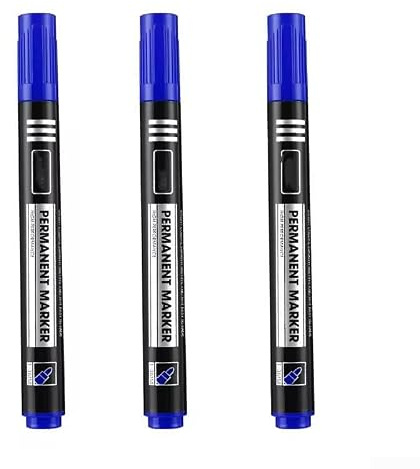 NEIQIUWING Foliepenna set 3-delad permanent markör vattentät 2,8 mm rund spets för alla ytor färgpenna hantverk konst skoltillbehör (blå)