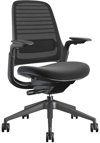 Steelcase Series 1 Office Chair - Ergonomic Work Chair with Wheels for Carpet - Helps Support Productivity - Weight-Activated Controls, Back & Arm Support - Easy Assembly - Licorice