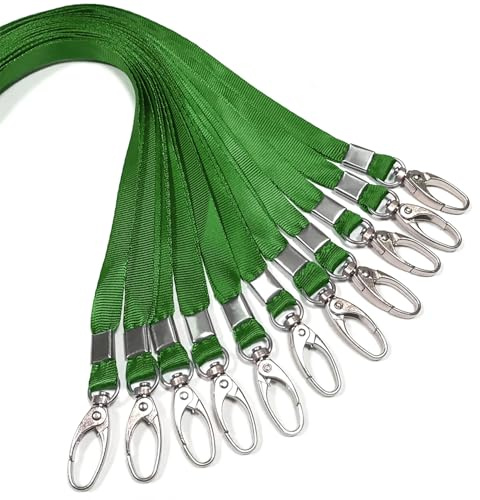 SzJias 50 Pcs Lanyards Green Lanyard for Id Badges Nylon Lanyard Bulk Clip Swivel Hook for Office Id Badges Key Chains