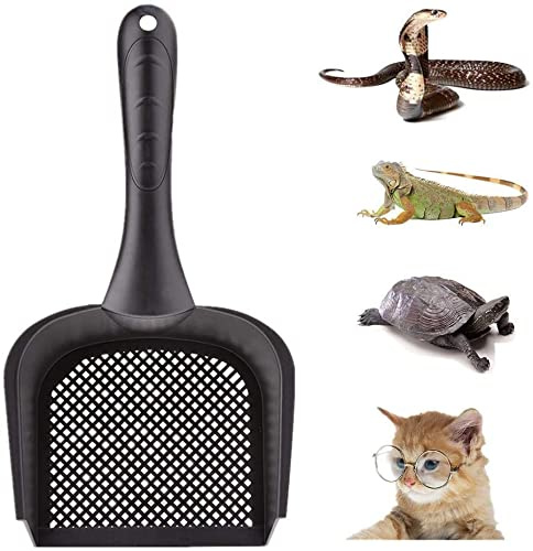 Sunnysam - Paletta per lettiera del Gatto, Paletta per Rettili, Sabbia, Setaccio, Terrario, Lettiera in Plastica o Alluminio, Nero, Multi-Purpose