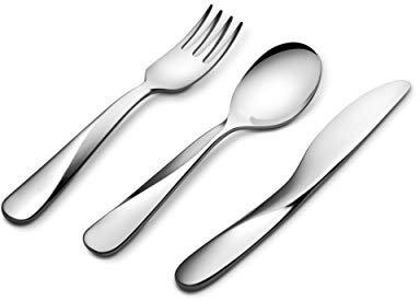 Alessi, Giro Kids collection UNS06S3, Kinderbesteckgarnitur aus Edelstahl 18/10 bestehend aus: Gabel, Messer, Löffel, Grau