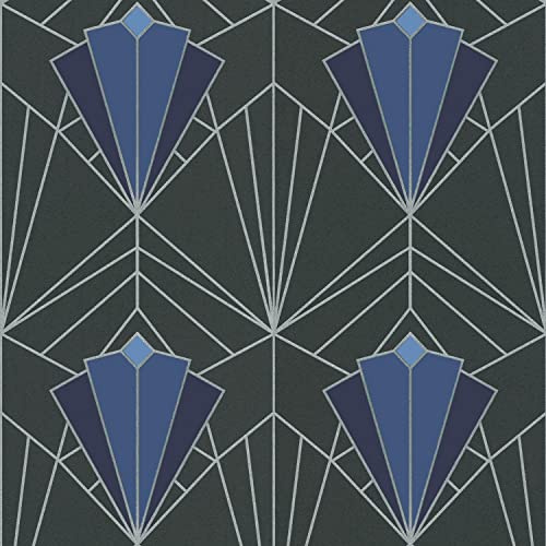 Full Roll Isadora Blue Silver Wallpaper Paste The Wall Glitter Textured Vinyl