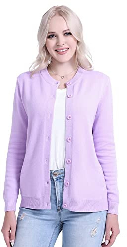 SMILING PINKER Femmes Cardigan Tricot Gilet Manches Longues Pull avec Boutons Casual Hiver