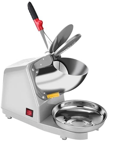NICCOO Elettrico Tritaghiaccio,Tritaghiaccio a Doppia Lama 300W, con Ciotola in Acciaio Inossidabile,Cono della Neve del Ghiaccio di Tritaghiaccio,per Bar e Ristoranti(Bianco Argento)