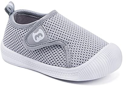 BMCiTYBM Baby Boy Girl Shoes Infant First Walker Shoes Breathable Walking Shoes Lightweight Non-Slip Sneakers 6 9 12 18 24 Months Gray Size 12-18 Months Infant