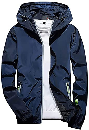 HIFI7 Chaqueta para lluvia para hombre Chaqueta de ocio al aire libre con capucha impermeable Chubasquero Hombre Cortaviento Ligero con Cremallera