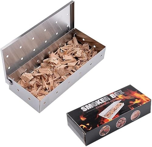 Scatola affumicatrice, scatola affumicatrice per barbecue in acciaio inossidabile per affumicatori, scatola affumicatrice per griglie a gas, griglie a carbone e gas