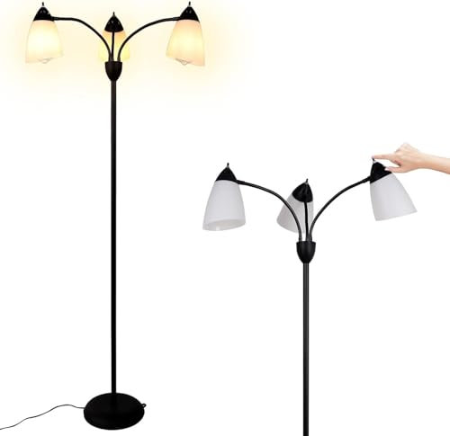 FIRVRE Lampada a Piantana da Terra, Lampada da Terra Moderna Design 3 Luci Individuale Controllo per Soggiorno, Letto, Lettura e Ufficio