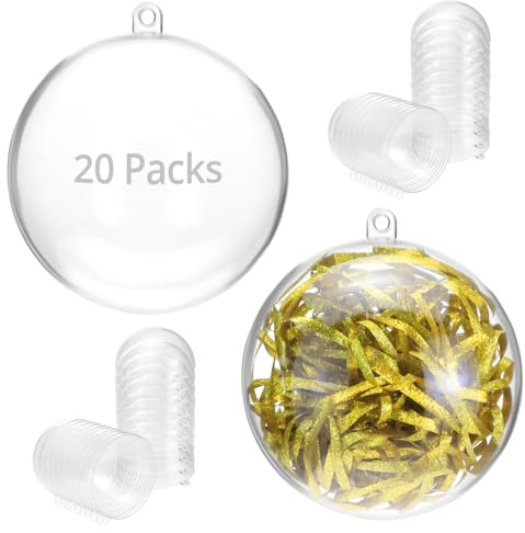 QWORK® 20 Bolas de plástico Transparentes, Ø8cm Bolas Navidad Transparentes, Bolas de plástico para Rellenar