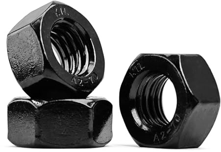 MINHER M8-1,25 Écrou Hexagonal, Écrou en Acier Inoxydable Oxydé Noir 304 DIN 934 / ISO 4032 (5 Pièces)