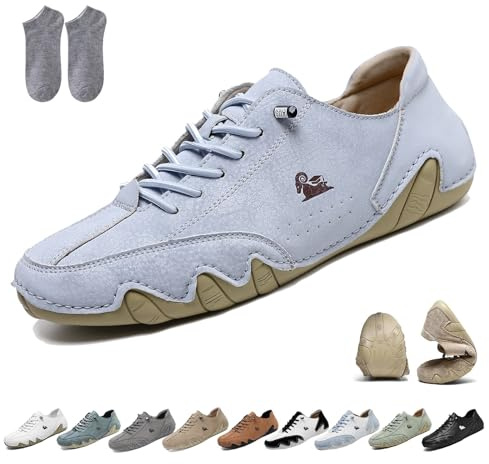 LOVEWLVNCL Alpaca Barefoot Shoes - Ergonomic & Waterproof Barefoot Shoes For Pain Relief Outdoor Lightweight Comfy Breathable Non-Slip Walking Hiking Unisex Orthopedic Beck Sneakers(Light blue,6 UK)