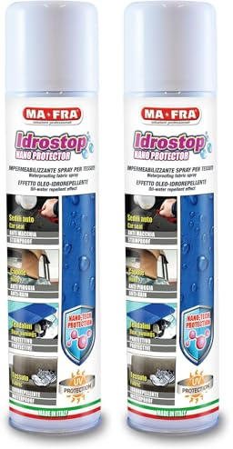 MAFRA, Idrostop, Spray Impermeabilizzante per Tessuti, con Effetto Oleo-Idrorepellente, Impedisce il Deposito dei Liquidi su Sedili e Capote, Impedisce la Formazione di Muffe, Formato da 300ml