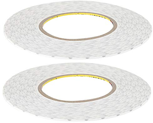 BONKZEBU Stark Dubbelhäftande Tejp Ultratunn Slitstark Vattentät för Telefonskärmreparation Non-Woven Tyg Vit 2mm/3mm/5mm 2st/set (Vit dubbelhäftande tejp 2mm)