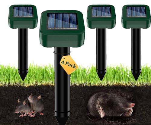 Dissuasori per Topi, Ultrasuoni per Topi da esterno 4 Pezzi, Repellente per Talpe, Ultrasuoni per Talpe, Dissuasori per Serpenti, Dissuasore Solare per Giardino e Campeggioi