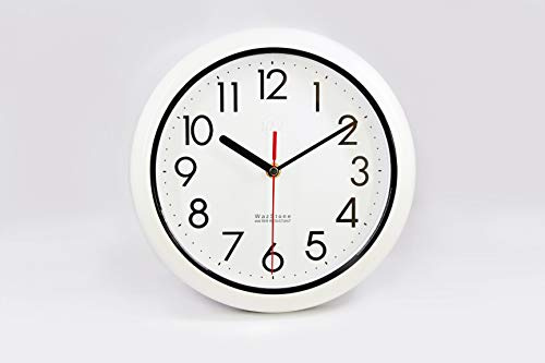 Perfect Shell Water Resistant Clock, Quartz Movement, Simple Modern Design, 9.8 in Diameter, 1 in thickness, Plastic Frame, 2 Flexible Options to hang or to stand.