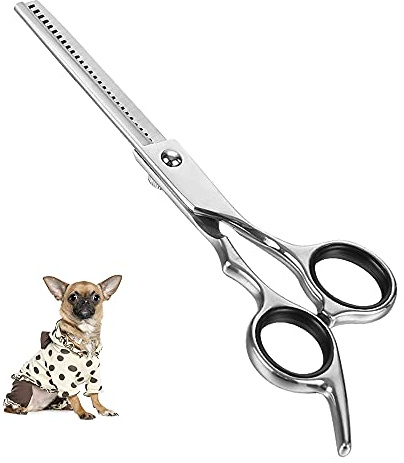 Ciseaux de toilettage professionnels avec pointe ronde en acier inoxydable pour chiens et chats - parfaits pour le contour des yeux - 17 x 6,6 x 1,1 cm