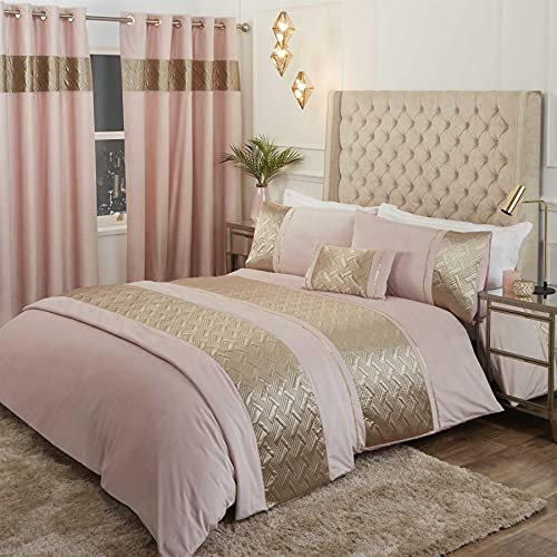Rapport Home Capri Blush Velvet Duvet Cover Set - Single Size (135x200cm) with 1 Pillowcase (50x75cm) - Luxurious Soft Bedding for Elegant Bedroom Decor