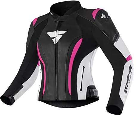 SHIMA Miura 2.0 Motorradjacke - Leder, Damen, Sportjacke mit Rücken-, Ellbogen- und Schulterprotektoren, perforiertes Leder, für 2-teilige Kombi (32, Rosa)