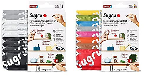 Sugru by tesa - Formbarer Allzweckkleber, 8er-Pack, 8 x 3,5 g, Schwarz, Weiß&Grau & Sugru by tesa - Formbarer Allzweckkleber, 8er-Pack, 8 x 3,5 g, Multicolor für kreative DIY-Anwendungen