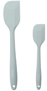 The Great British Bake Off Silicone Spatula Set 2 x Soft Plastic Dough Scrapers for Baking and Cooking with Non Stick Pans, Heat Resistant Kitchen Utensils with Official GBBO Branding, Duck Egg Blue