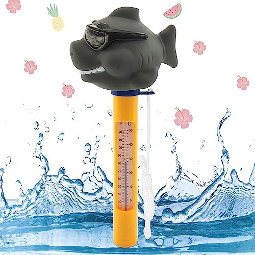 TOPJOWGA Termometro Galleggiante per Piscina, Termometro Piscina, Termometro per Acqua Portatile, Floating Termometro per Esterni Interni, Vasche Spa Swimming Pool Thermometer (Squalo)