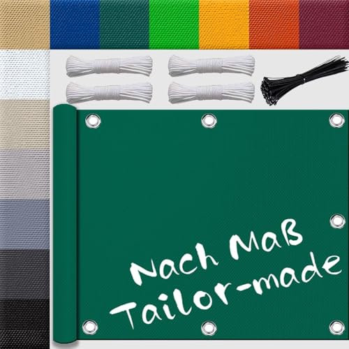 Ufamiluk sonnensegel wasserdicht 1x4m Winterfest Balkon terrasse Windschutz Segeltuch Stoff balkonumrandung für Balkon terrasse Schwimmbad überdachung Dunkelgrün