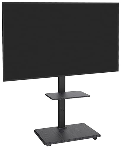 XTRARM Delphos Support TV Mobile TV de 32 à 70 Pouces jusqu'à 45 kg, réglable en Hauteur jusqu'à 130 cm, Rotatif ± 25° Max. VESA 600x400 (Noir/Bois Conception)