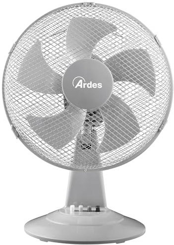 Ardes - AR5ST30G Ventilatore da Tavolo STEELO 30G 5 Pale - Pala 30 cm Oscillante con Inclinazione Regolabile - Ventilatore 3 Velocità Silenzioso GRIGIO