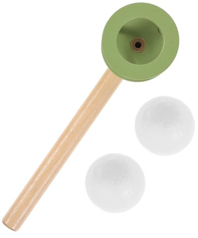 ORFOFE Juguete De Bolas De Soplado Flotantes para Niños, Bola De Madera Verde, Juego para Fiestas Infantiles y Actividades Familiares, Juego Educativo De Coordinación Mano-Ojo, 1 Unidad
