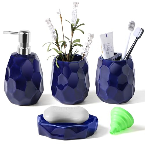 Ensemble d'accessoires pour salle de bain, ensemble de 4 pièces pour salle de bain, distributeur de lotion et de savon, porte-savon, porte-brosse à dents, verre à dents, organisateur de salle de bain