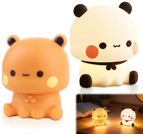 HOVCEH Bubu Dudu Luz Nocturna Infantil Panda, Dudu Bubu Luz Nocturna Infantil Recargable, Lampara Bebe Noche con 3 Modos de Brillo para Sala de Estar, Sala de Niños, Dormitorio