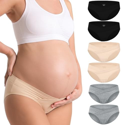 Briyat Pantaloni Premaman Donna Mutande Gravidanza 6 Pezzi Cotone | 95% cotone 5% elastan, vita bassa sotto il pancione, non costrittive, per gravidanza e post parto