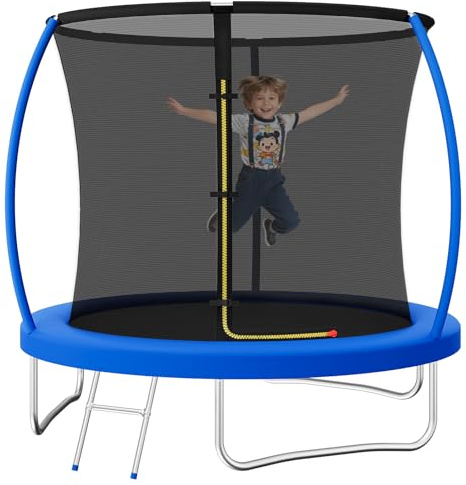 JUMMICO Trampolino da Giardino con Rete di Protezione per Bambini, 183/220/290/360 cm (Ø) con Scala, Trampolino Elastico Sicuro per Esterno