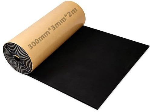 Dshunnc skumplatta skumplast självhäftande 300 mm x 3 mm x 2 m skumrulle neopren multifunktionell isolerande matta självhäftande för tätningar halkfri isolering stötdämpning akustisk matta