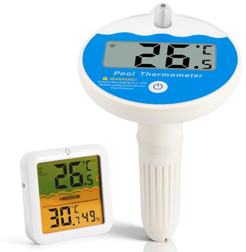 Viitech TermóMetro Piscina Flotante InaláMbrico NúMero TermóMetro Para Piscina con sensor de piscina, IP68 Resistente al Agua 100M Transmisión Inalámbrica Sensor de Temperatura del Agua Flotante