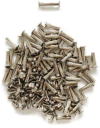 LIKERAINY 75Pcs Tornillo de Conexión para Muebles Conector M7,4 Hierro Niquelado para Armario Gabinete de Cocina Mueble Unidad de Carcasa Espesor de Madera 30–39mm