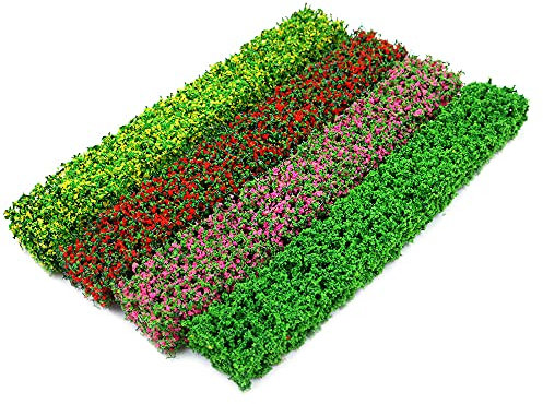 Tiardey 8 pièces 4 Couleurs Bandes d'arbustes Miniatures statiques arbustes Groupes de végétation modèle de Brousse modèle de Paysage Statique Plantes artificielles pour Le Bricolage