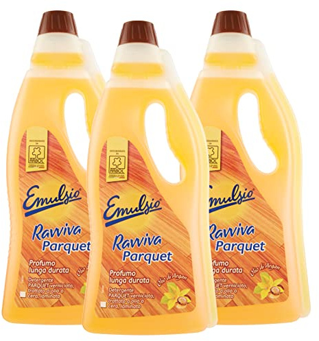 3x Emulsio återupplivar rengöringsparett parkettgolv och arganoljelaminat – 3 flaskor à 750 ml vardera