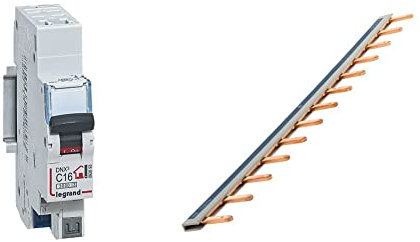 Legrand - Disjoncteur Phase + Neutre - 16A - bornes automatiques - 1 module & Zenitech-Peigne 13 modules noir/blanc longueur 220mm