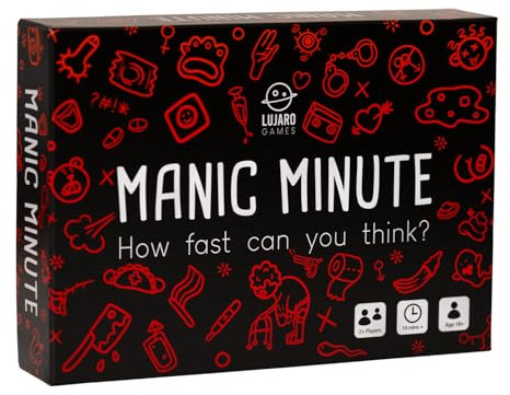 Lujaro spel: Manic Minute NSFW - Inte säker för arbetsutgåva - After Dark - lustiga vuxna endast festspel - möhippa, dejtkväll, isbrytarspel, resespel